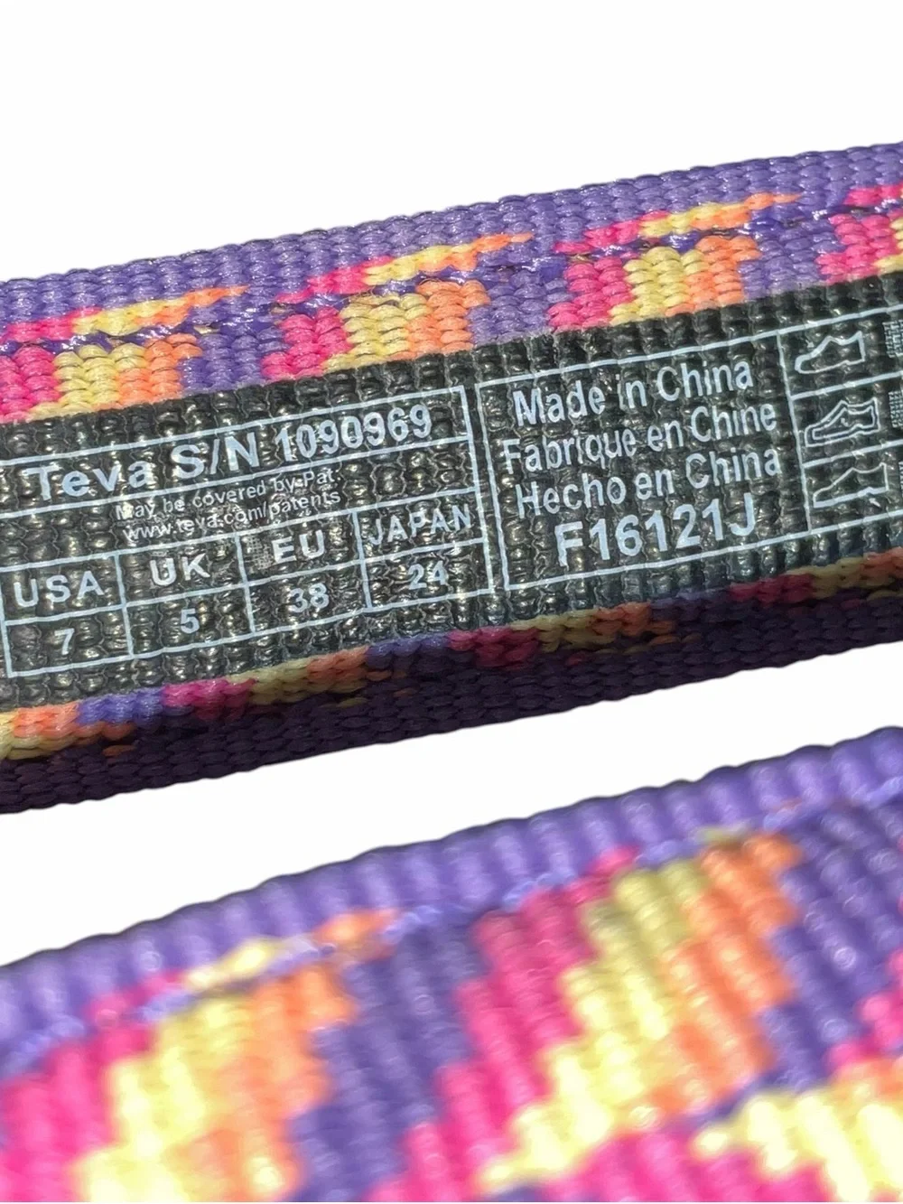 Teva Original Universal Sandals Purple Multicolor Strap Women’s Size 7 EU 38